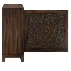 Kirklands Home Dark Chestnut Medallion Carved Cabinet Brown Online