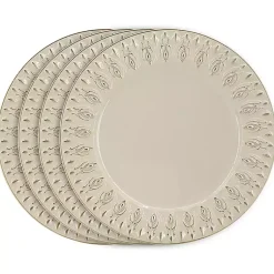 Kirklands Home Dark Cream Plume Border Chargers, Set of 4 Ivory Best