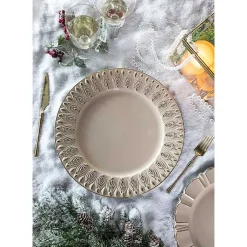 Kirklands Home Dark Cream Plume Border Chargers, Set of 4 Ivory Best