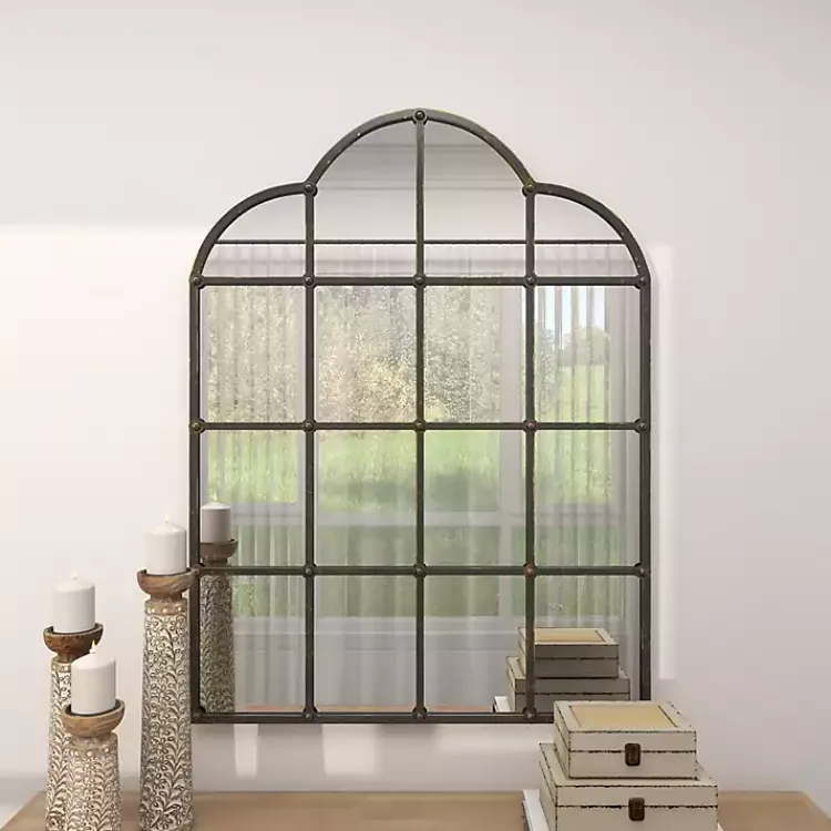 Kirklands Home Dark Crown Frame Windowpane Mirror Online