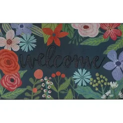 Kirklands Home Dark Floral Welcome Rubber Doormat Multi Hot