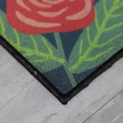 Kirklands Home Dark Floral Welcome Rubber Doormat Multi Hot
