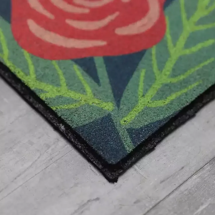 Kirklands Home Dark Floral Welcome Rubber Doormat Multi Hot