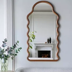 Kirklands Home Dark Gold Arched Wavy Wall Mirror Clearance