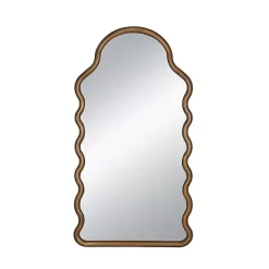 Kirklands Home Dark Gold Arched Wavy Wall Mirror Clearance