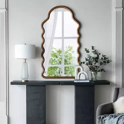 Kirklands Home Dark Gold Arched Wavy Wall Mirror Clearance
