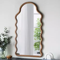 Kirklands Home Dark Gold Arched Wavy Wall Mirror Clearance