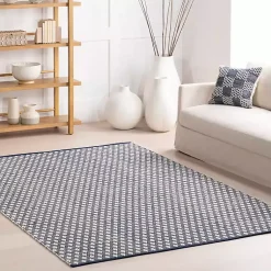 Kirklands Home Dark Gray and Ivory Dainty Diamond Area Rug, 5x8 Discount