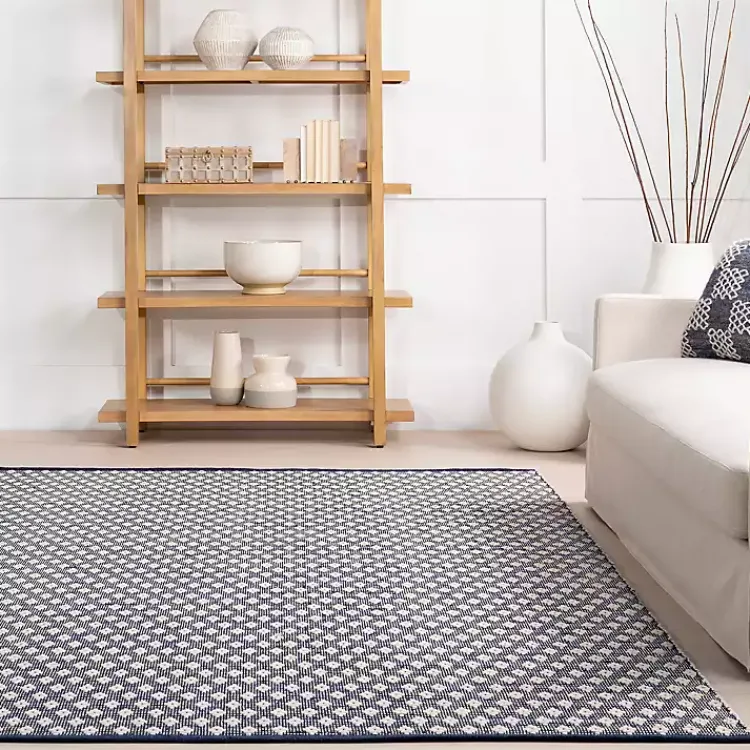 Kirklands Home Dark Gray and Ivory Dainty Diamond Area Rug, 8x10