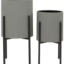 Kirklands Home Dark Barrel 2-pc. Planter Set Gray Best