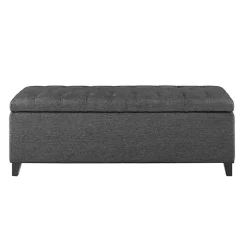 Kirklands Home Dark Button Tufted Storage Bench Gray Outlet
