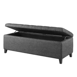 Kirklands Home Dark Button Tufted Storage Bench Gray Outlet