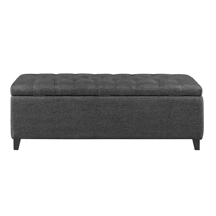 Kirklands Home Dark Button Tufted Storage Bench Gray Outlet