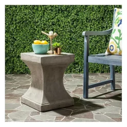 Kirklands Home Dark Concrete Pedestal Accent Table Gray Outlet