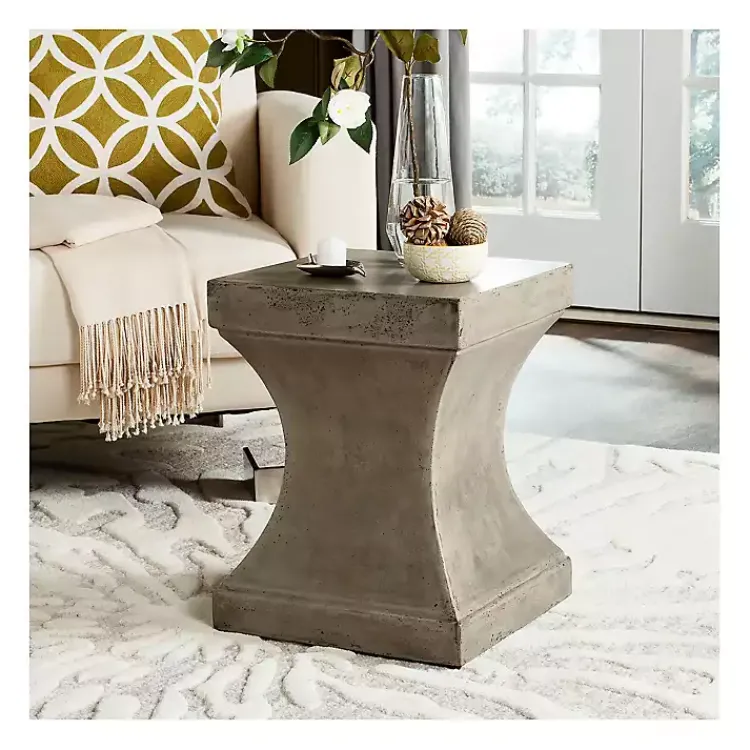 Kirklands Home Dark Concrete Pedestal Accent Table Gray Outlet