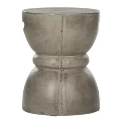 Kirklands Home Dark Drum Accent Table with Handles Gray Best
