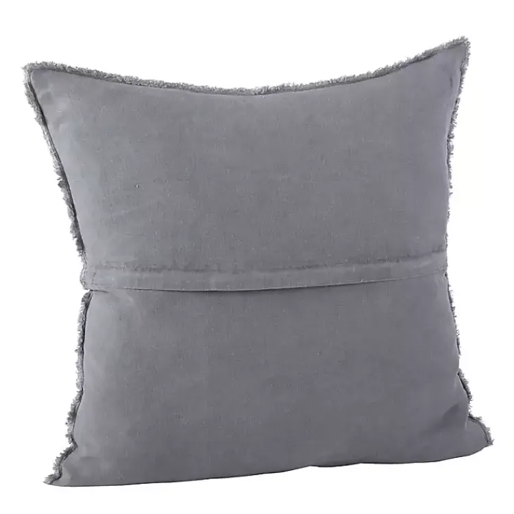 Pillows>Kirklands Home Dark Fringed Edge Pillow Gray