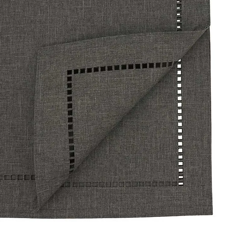 Kirklands Home Dark Hemstitch Border Table Runner Gray Hot
