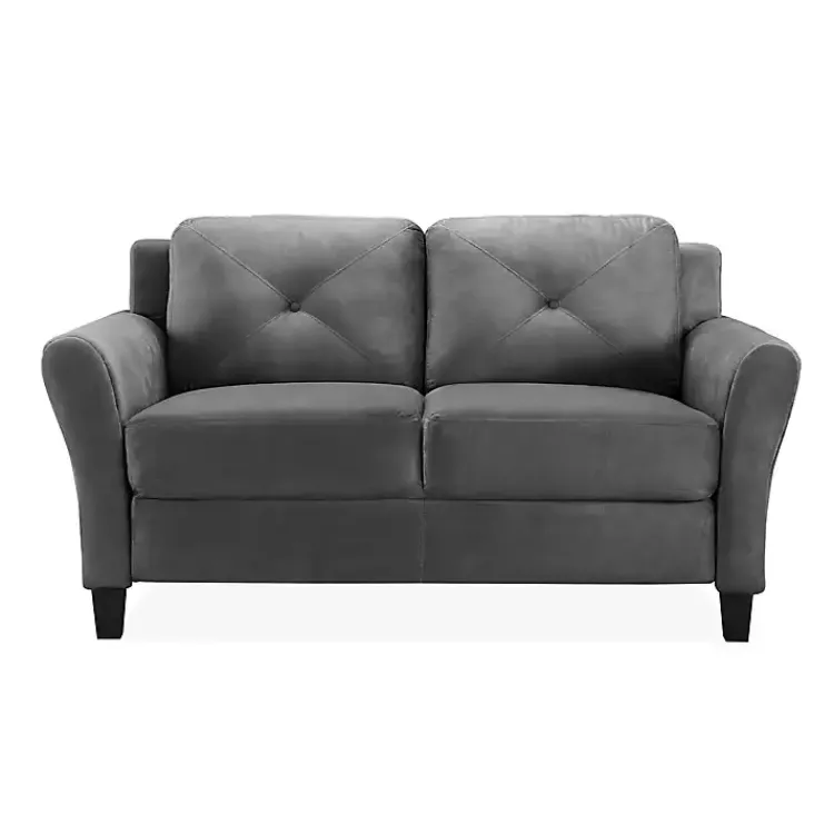 Kirklands Home Dark Kelly Microfiber Rolled Arm Loveseat Gray Best