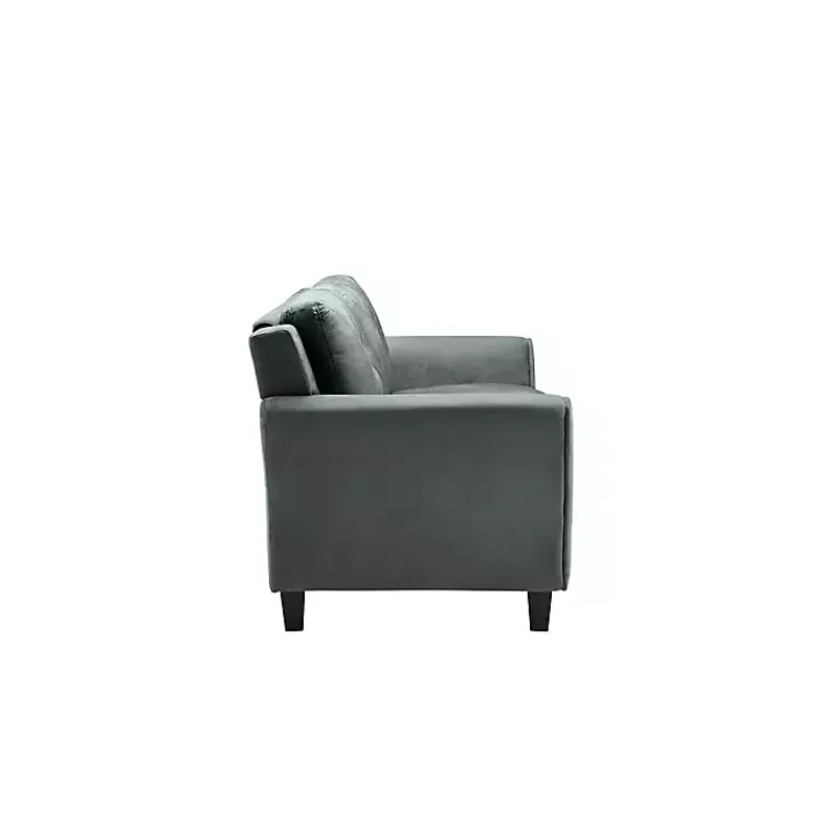 Kirklands Home Dark Kelly Microfiber Rolled Arm Loveseat Gray Best