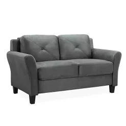 Kirklands Home Dark Kelly Microfiber Rolled Arm Loveseat Gray Best