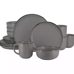 Kirklands Home Dark Leo Stoneware 16-pc. Dinnerware Set Gray Clearance