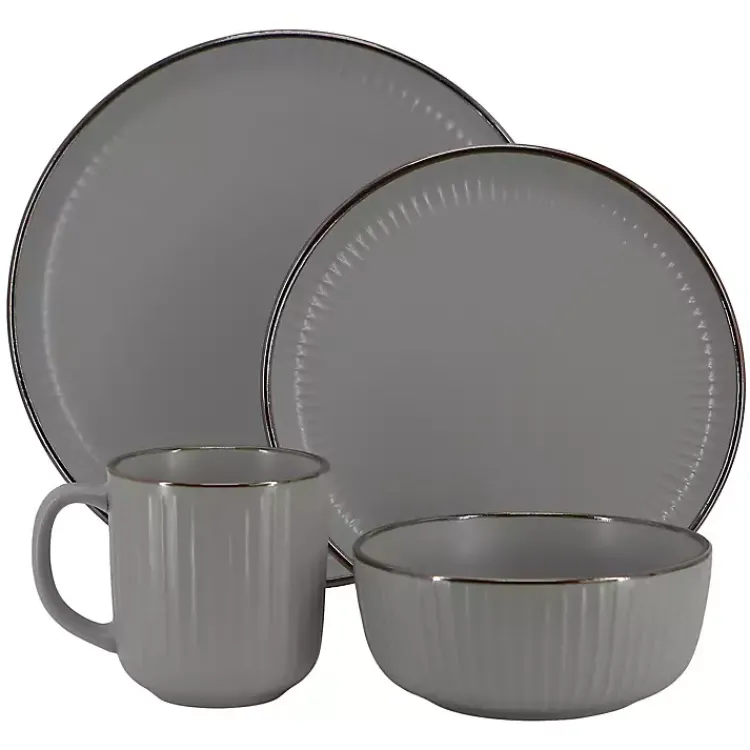 Kirklands Home Dark Leo Stoneware 16-pc. Dinnerware Set Gray Clearance