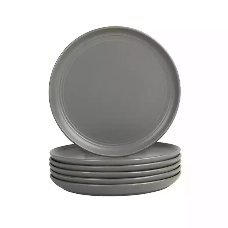 Kirklands Home Dark Linear Salad Plates, Set of 6 Gray New