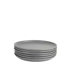 Kirklands Home Dark Linear Salad Plates, Set of 6 Gray New