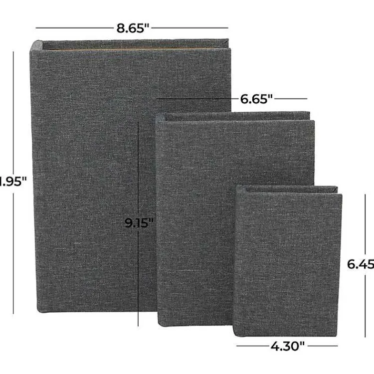 Baskets & Boxes>Kirklands Home Dark Linen Book Boxes, Set of 3 Gray