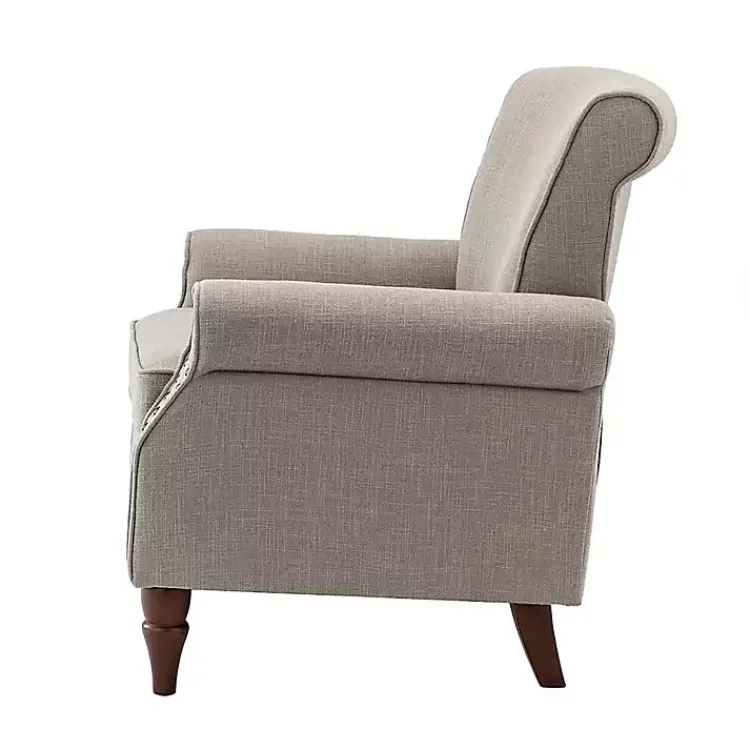 Kirklands Home Dark Miriam Nailhead Trim Armchair Gray New