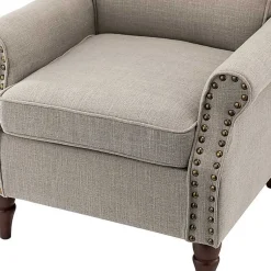 Kirklands Home Dark Miriam Nailhead Trim Armchair Gray New