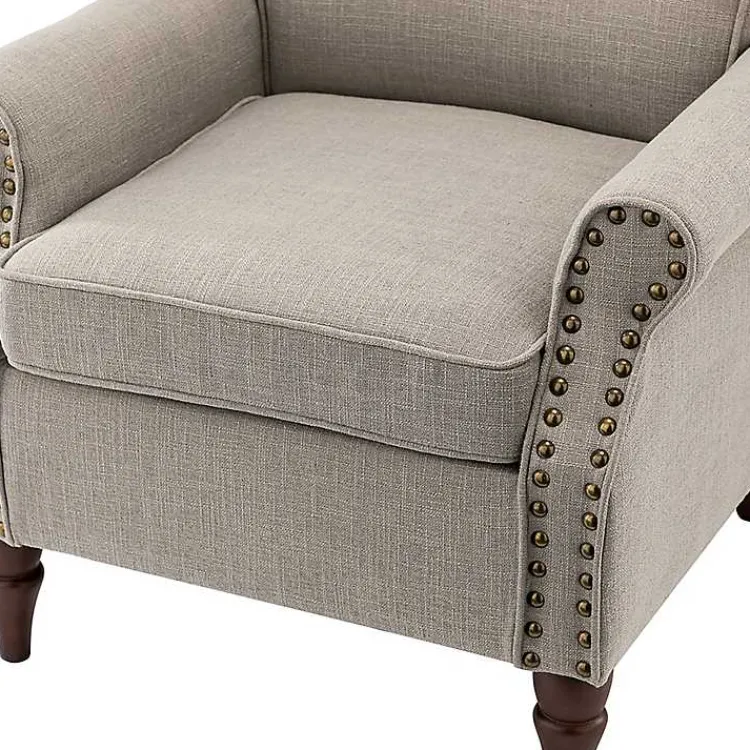 Kirklands Home Dark Miriam Nailhead Trim Armchair Gray New