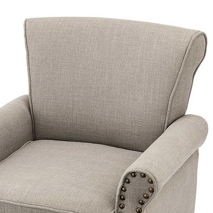Kirklands Home Dark Miriam Nailhead Trim Armchair Gray New