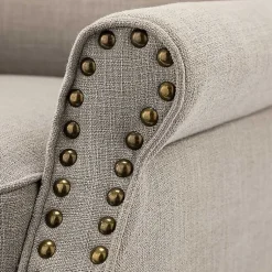 Kirklands Home Dark Miriam Nailhead Trim Armchair Gray New