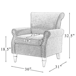 Kirklands Home Dark Miriam Nailhead Trim Armchair Gray New
