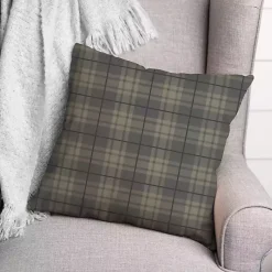 Kirklands Home Dark Plaid Indoor/Outdoor Pillow Gray New