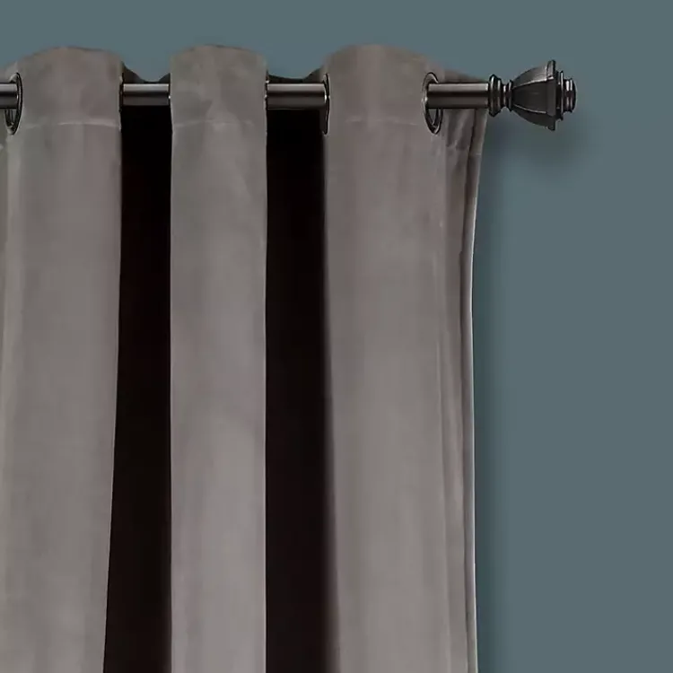 Kirklands Home Dark Prima Velvet Curtain Panel Set, 108 in. Gray Best