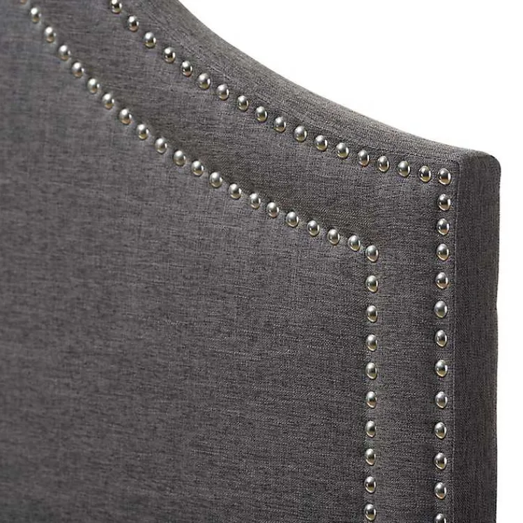 Kirklands Home Dark Scalloped Corner Queen Headboard Gray Best