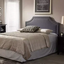 Kirklands Home Dark Scalloped Corner Queen Headboard Gray Best