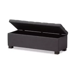 Kirklands Home Dark Tufted Contemporary Storage Bench Gray Outlet