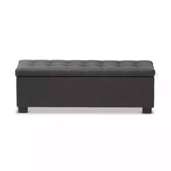 Kirklands Home Dark Tufted Contemporary Storage Bench Gray Outlet