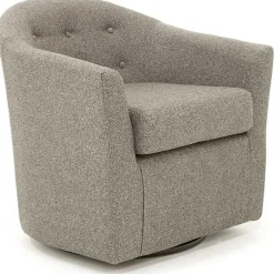 Kirklands Home Dark Tufted Swivel Barrel Accent Chair Gray Sale