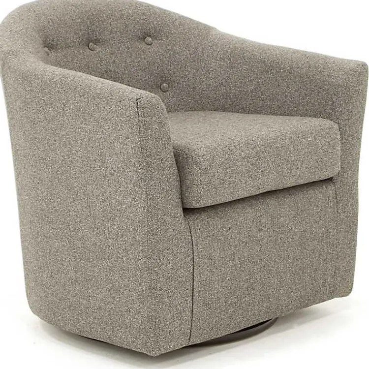 Kirklands Home Dark Tufted Swivel Barrel Accent Chair Gray Sale
