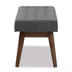 Kirklands Home Dark Tufted Walnut Wood Bench Gray Discount