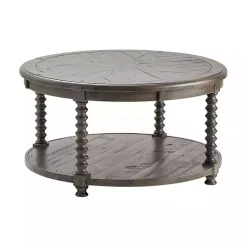 Kirklands Home Dark Turned Legs Cofee Table Gray Hot