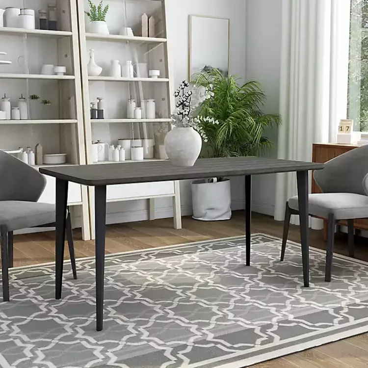 Kirklands Home Dark Wood and Metal Dining Table Gray New