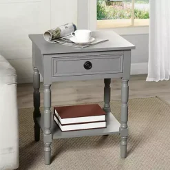 Kirklands Home Dark Wood Barrett Accent Table Gray Outlet