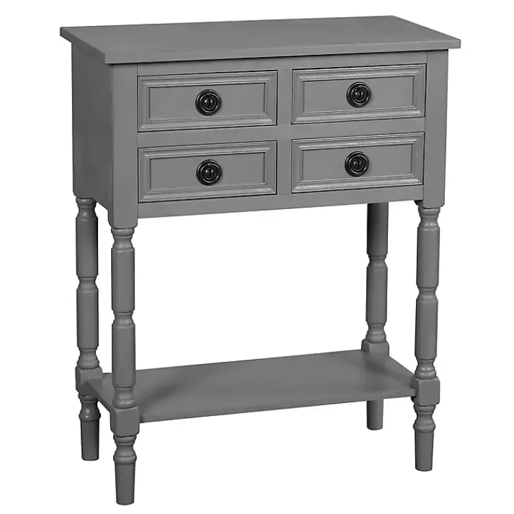 Kirklands Home Dark Wood 4-Drawer Barrett Console Table Gray Sale