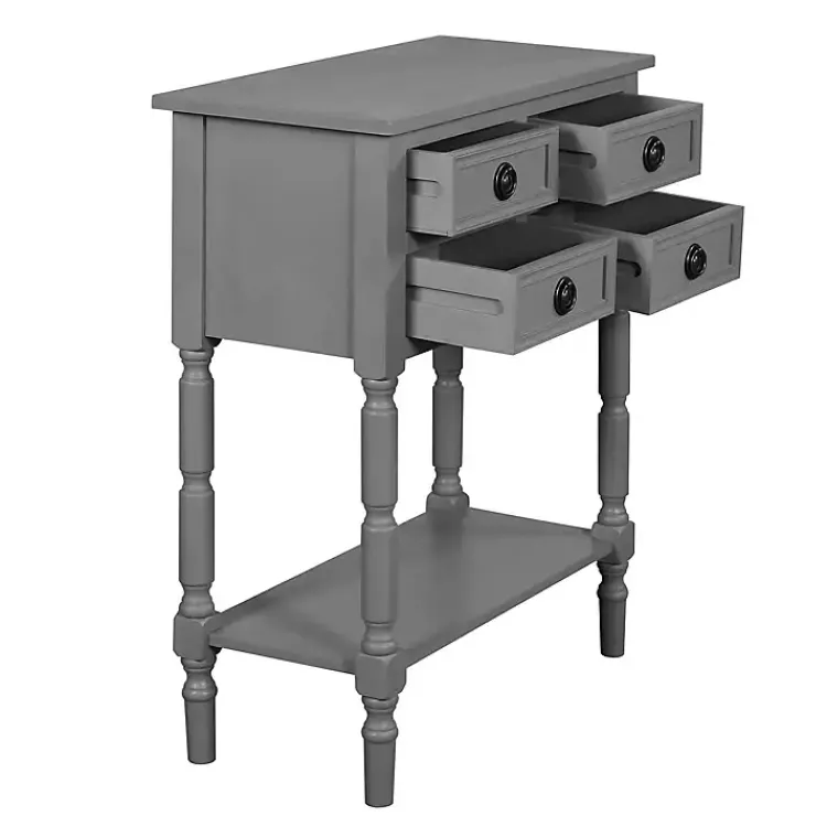 Kirklands Home Dark Wood 4-Drawer Barrett Console Table Gray Sale